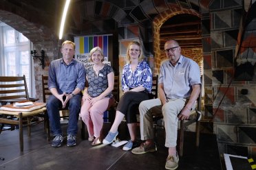 v.l.n.r. Florian Vollmers, Petra Schleuning (nordmedia), Lisa Emer (Creative Europe Desk Hamburg), Klaus Hansen (Direktor der dänischen Filmförderung FilmFyn).